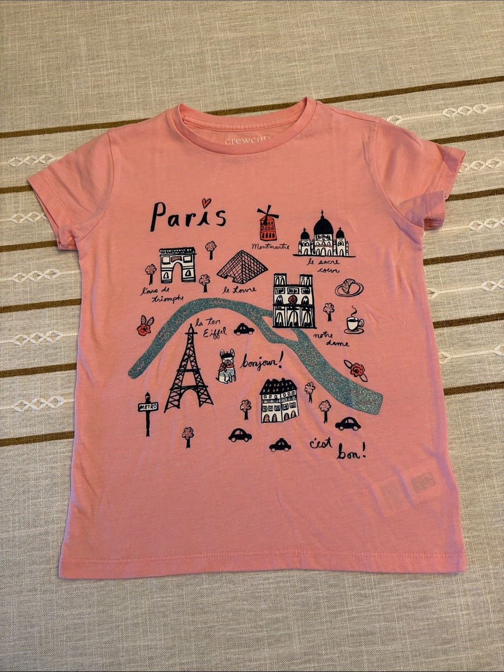 Crewcuts Pink Paris Illustrated Short Sleeve Tee